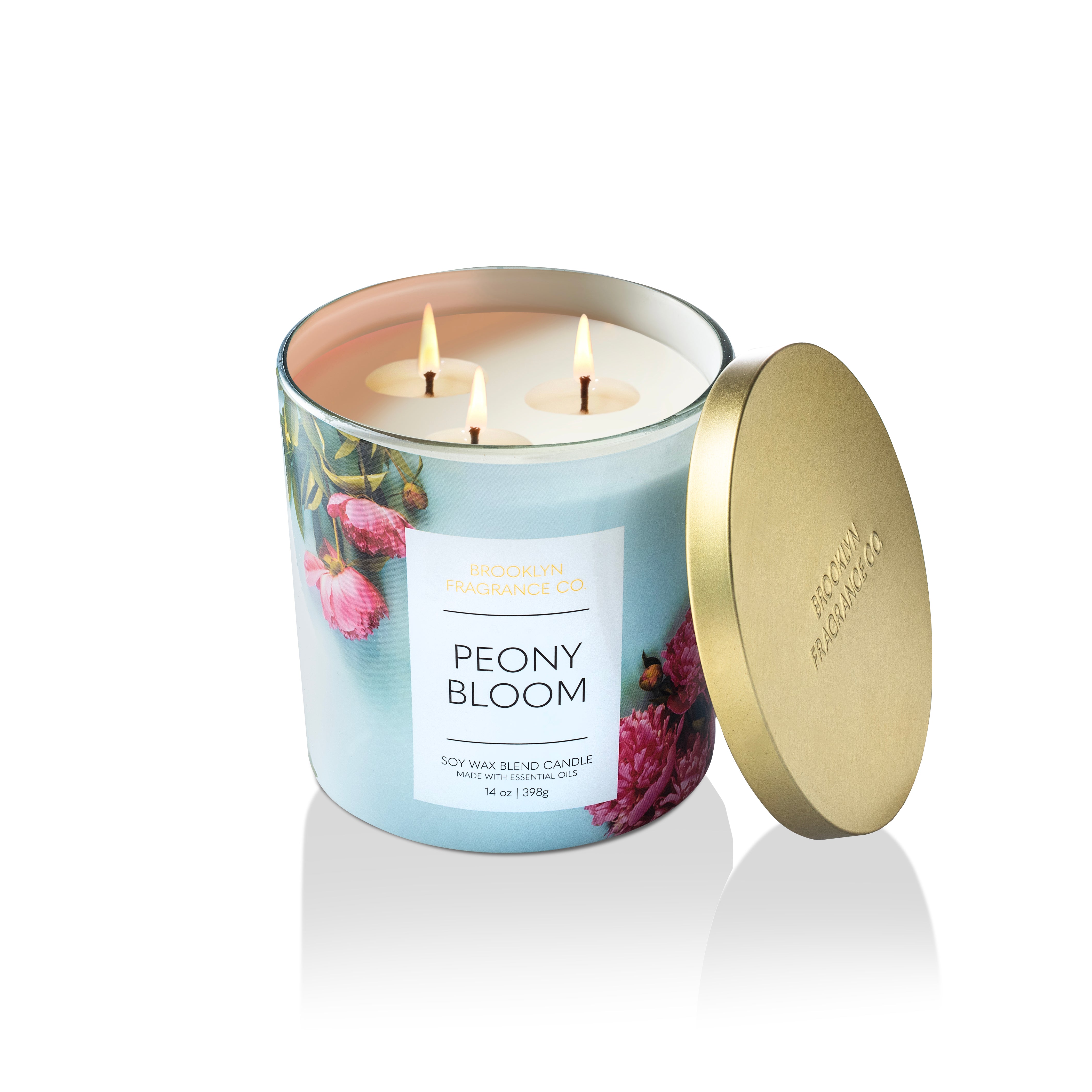 3 Wick Candle Floral Peony Bloom BrooklynFragranceCo