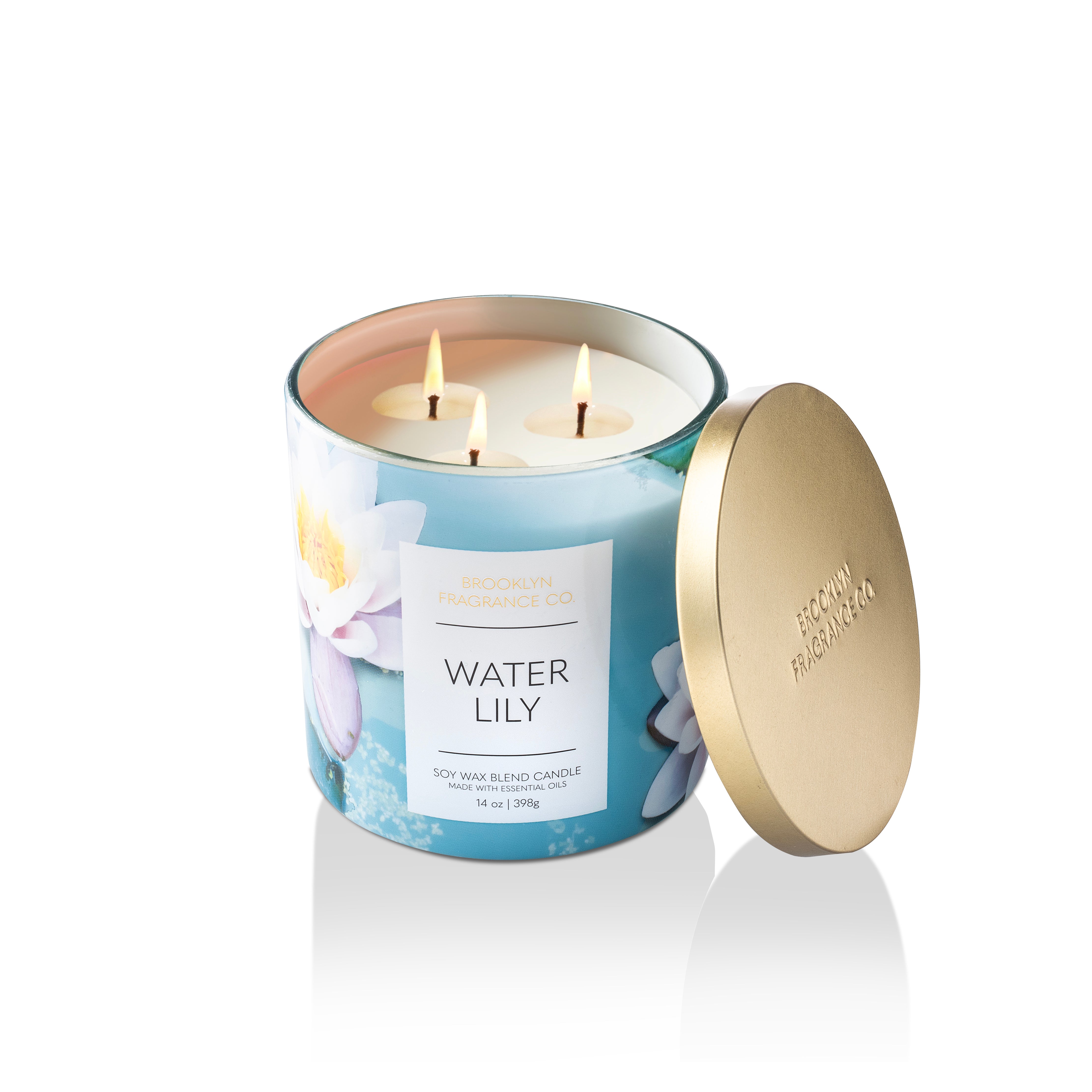 3 Wick Candle Floral Water Lily BrooklynFragranceCo