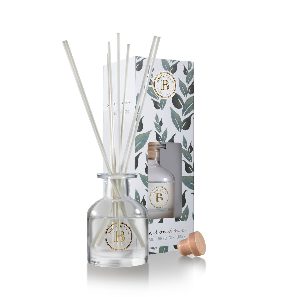 Soft Jasmine Square Glass Reed Diffuser Set
